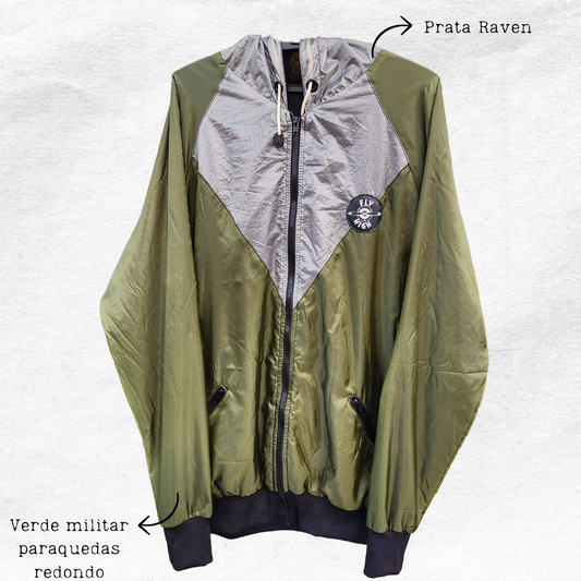 Jaqueta de velame Verde militar e prata