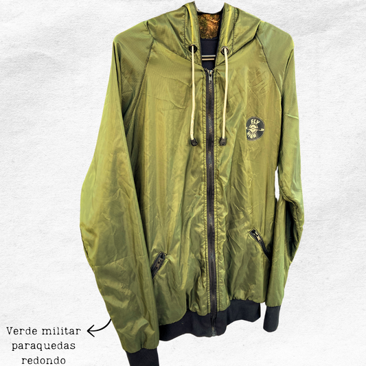 Jaqueta de velame verde militar redondo