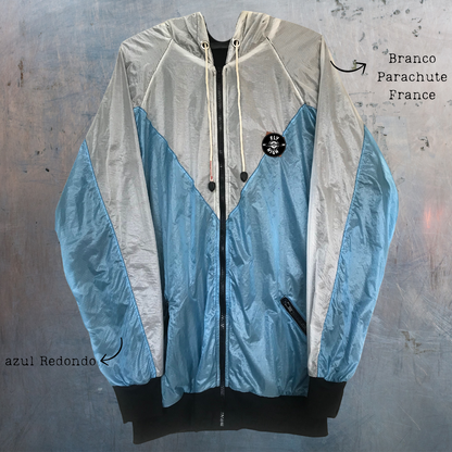 Jaqueta de velame Azul redondo e branco
